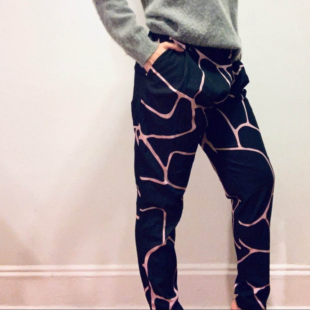 Damir Doma Silent Pants Trousers Pink Patterned L